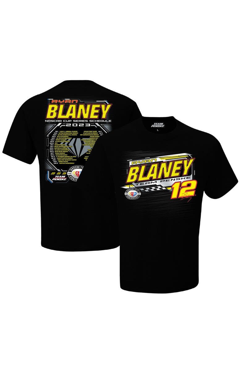 TEAM PENSKE Men's Team Penske Black Ryan Blaney 2023 NASCAR Cup Series Schedule T-Shirt, Main, color, 