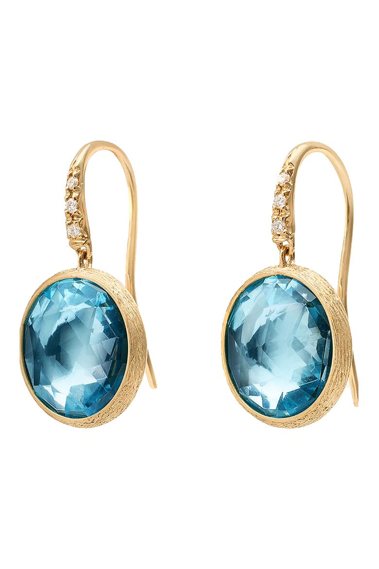 Jaipur Collection Lab Created Diamond & Blue Topaz Earrings, Main, color, YELLOW GOLD