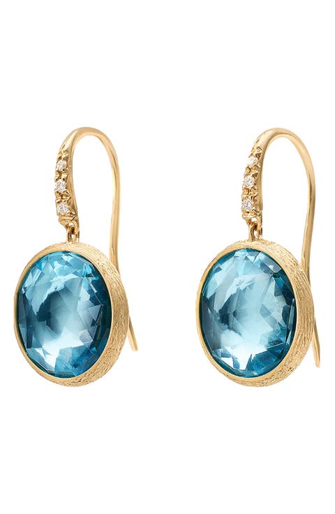 Jaipur Collection Lab Created Diamond & Blue Topaz Earrings
