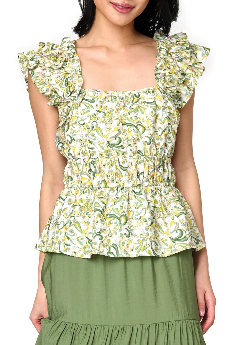 Elle Ruffle Peplum Top, Main, color, SECRET GARDEN