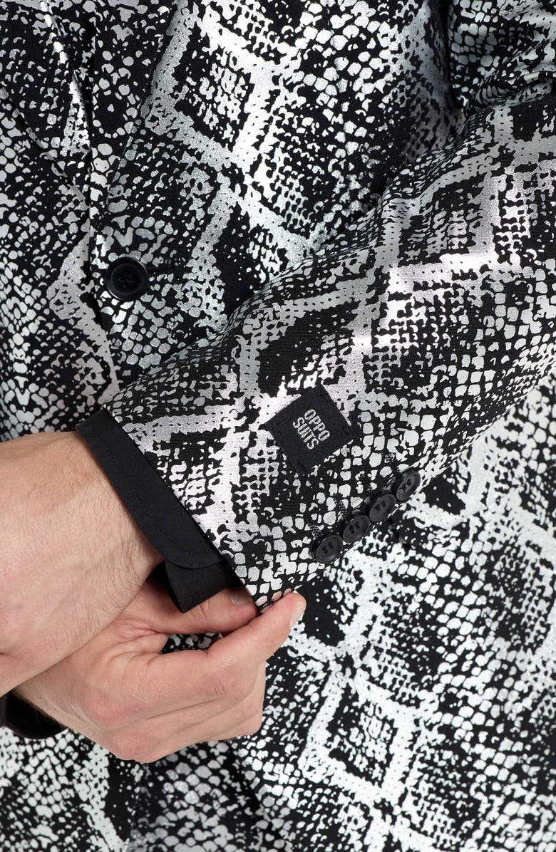 OppoSuits Silver Snake Slim Fit Two-Piece Suit & Tie Set, Alternate, color, Silver