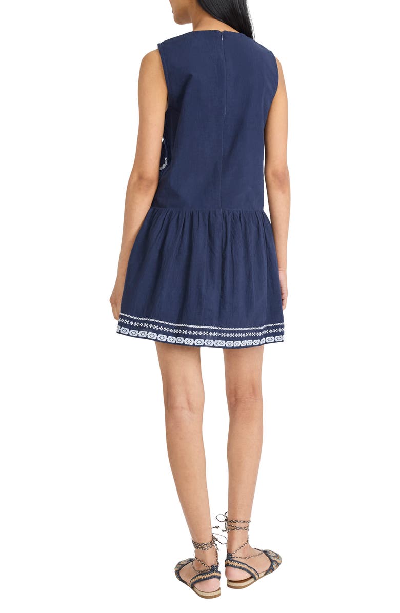 The Good Journey Embroidery Detail Sleeveless Cotton Minidress, Alternate, color, Indigo