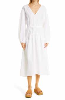 Vince Cutout Long Sleeve Cotton Dress