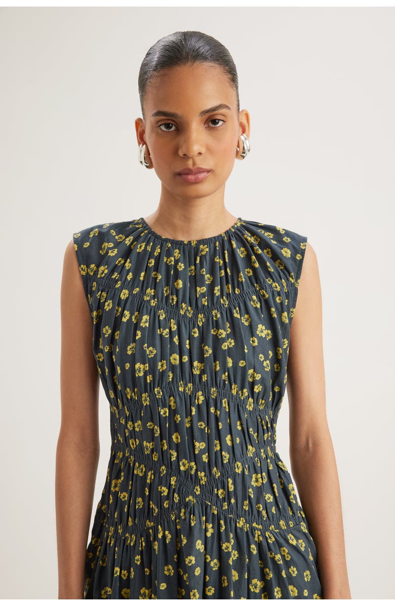 Merlette Villard Floral Print Dress, Alternate, color, Lemon Navy Floral Print