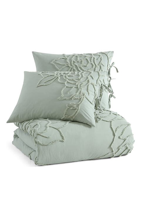 Chenille Rose Comforter & Sham Set