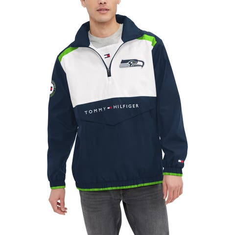 Men
s Tommy Hilfiger Navy/White Seattle Seahawks Carter Half-Zip Hooded Top