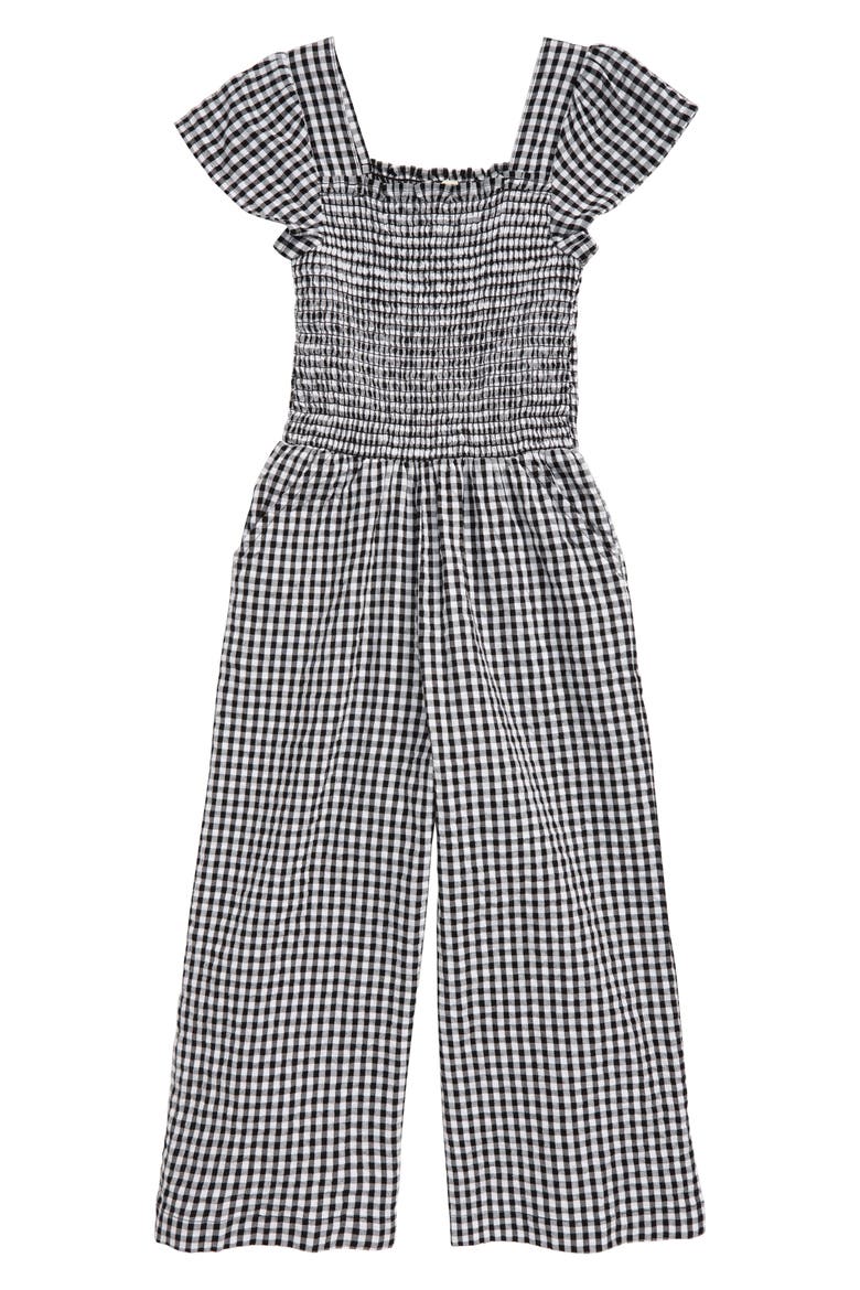Boardwalk Gingham Jumpsuit, Main, color, WHITE- BLACK GINGHAM