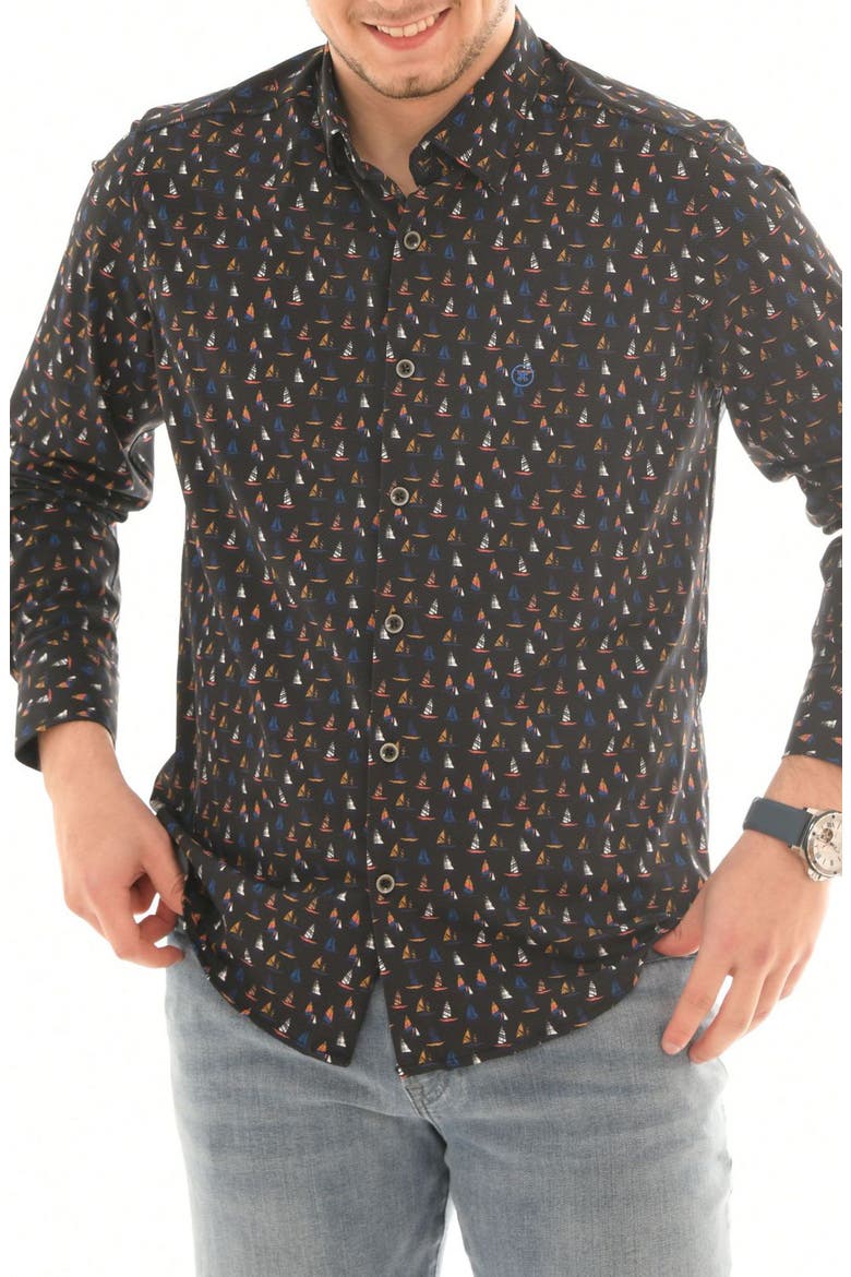 Modern Boat Print Shirt, Main, color, MULTI