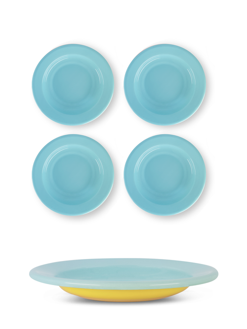 Elifle Two Tone Enamel Dinner Bowl In Blue