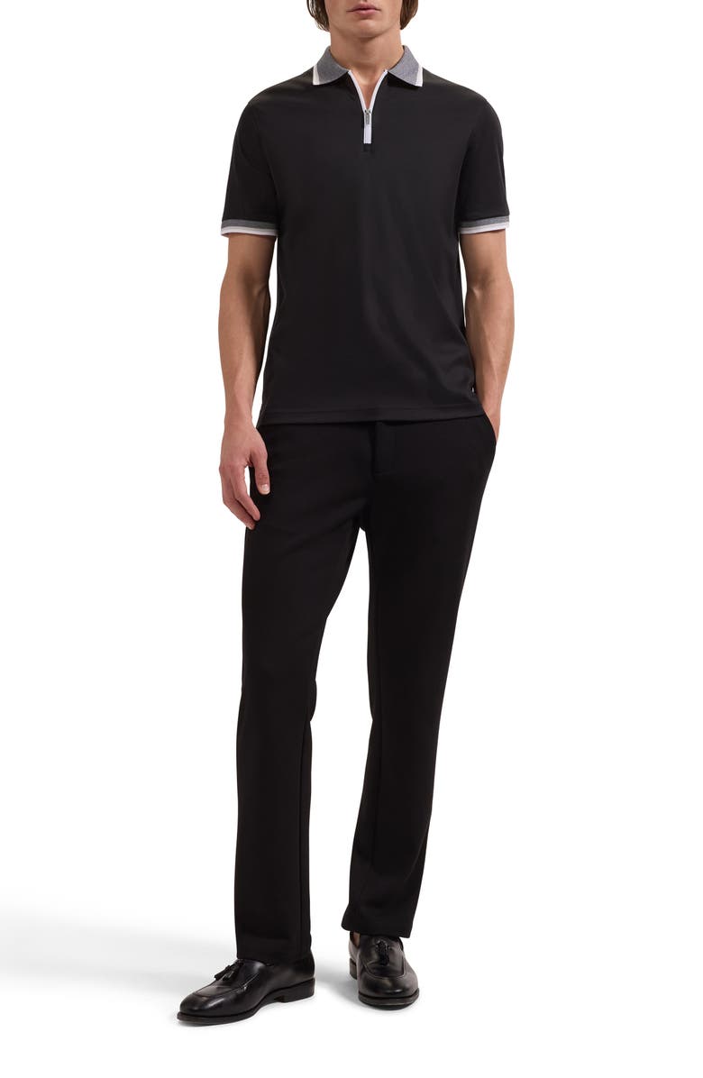 Bugatchi Quarter Zip Polo, Alternate, color, Black