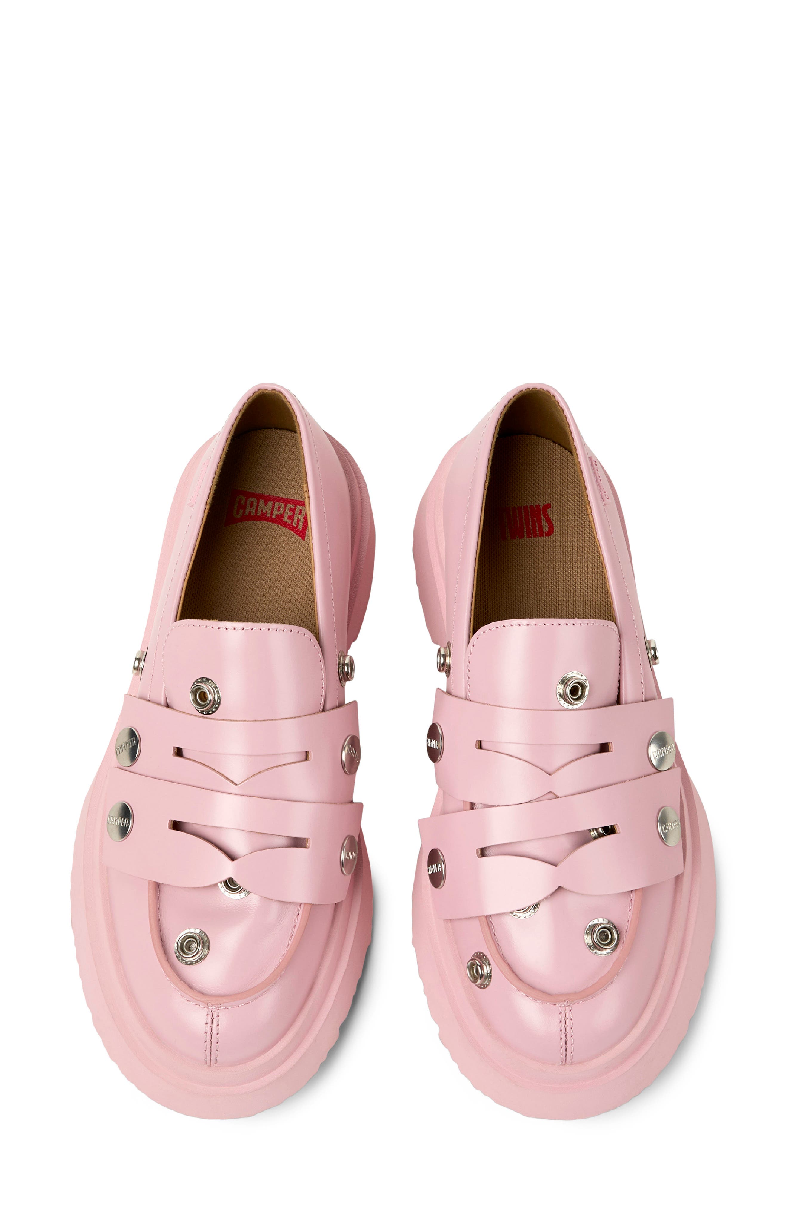 Camper Walden Stud Double Penny Loafer, Alternate, color, Medium Pink