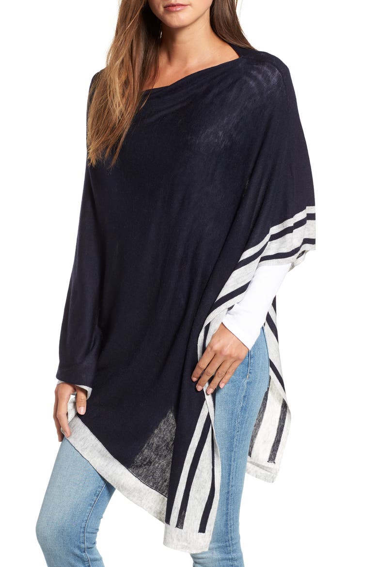 Border Stripe Ruana, Main, color, ECHO NAVY