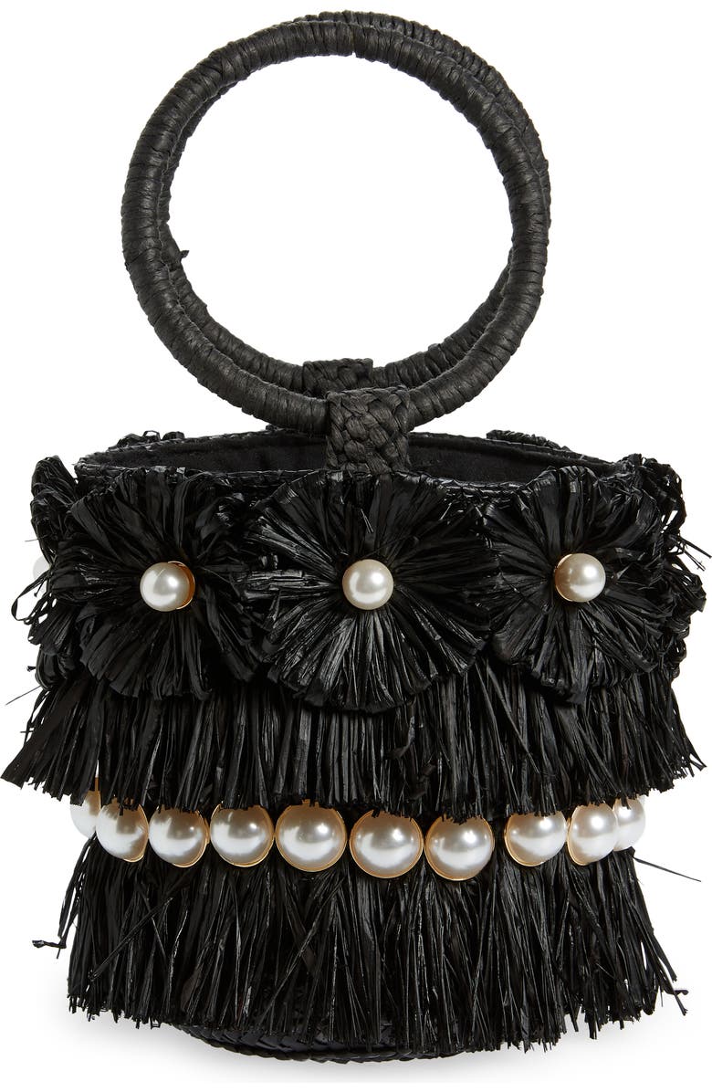 BTB Los Angeles Liv Floral Straw Bucket Bag, Alternate, color,