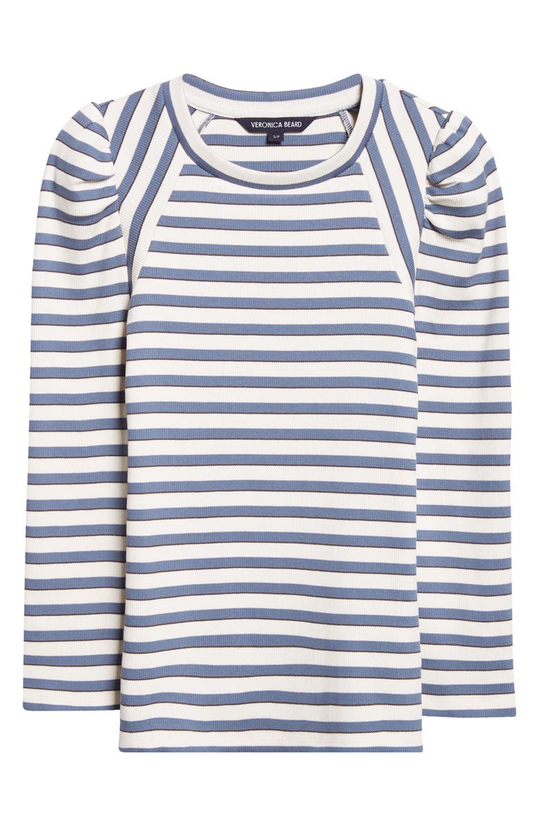 Veronica Beard Delano Stripe Raglan Sleeve Top, Alternate, color, Ecru Ocean Dark Umber