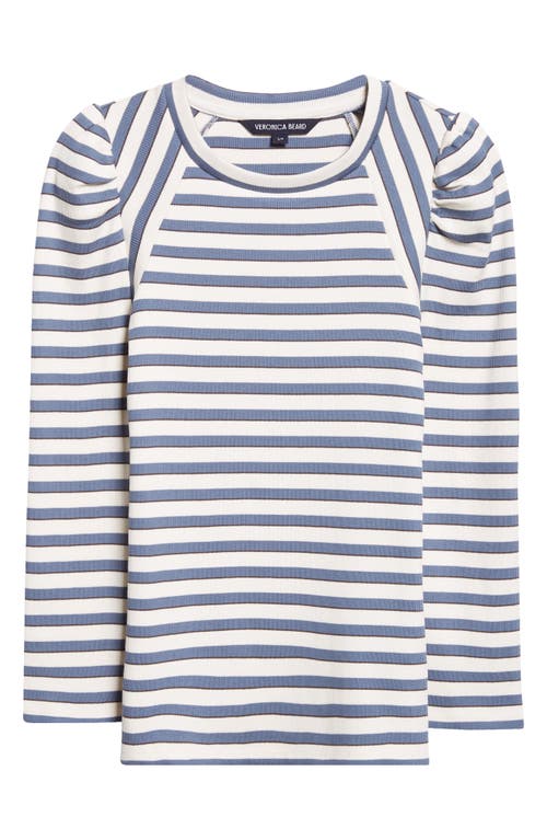 Veronica Beard Delano Stripe Raglan Sleeve Top In Blue