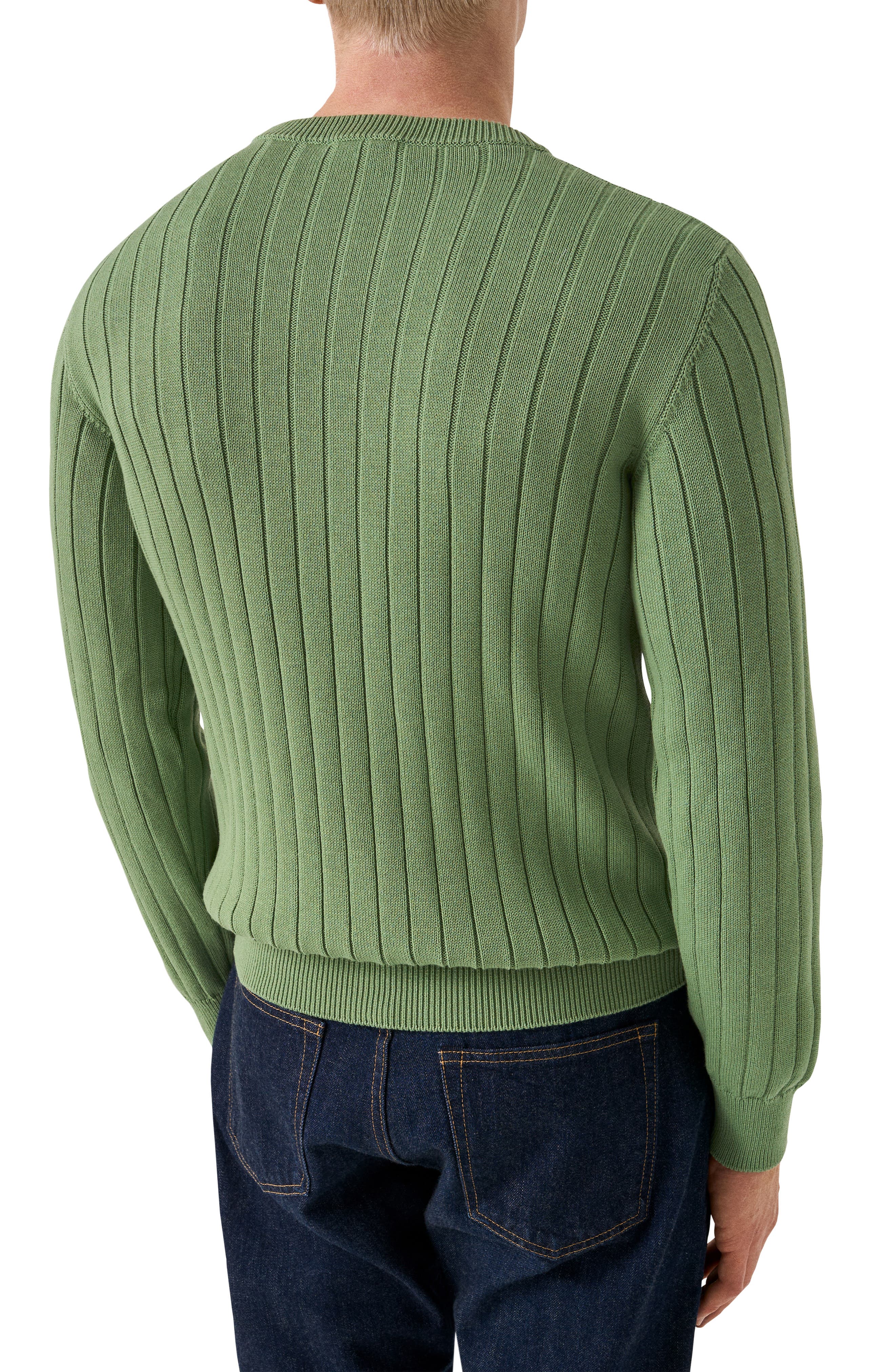 Rib Knit Cotton Crewneck Sweater - image 2