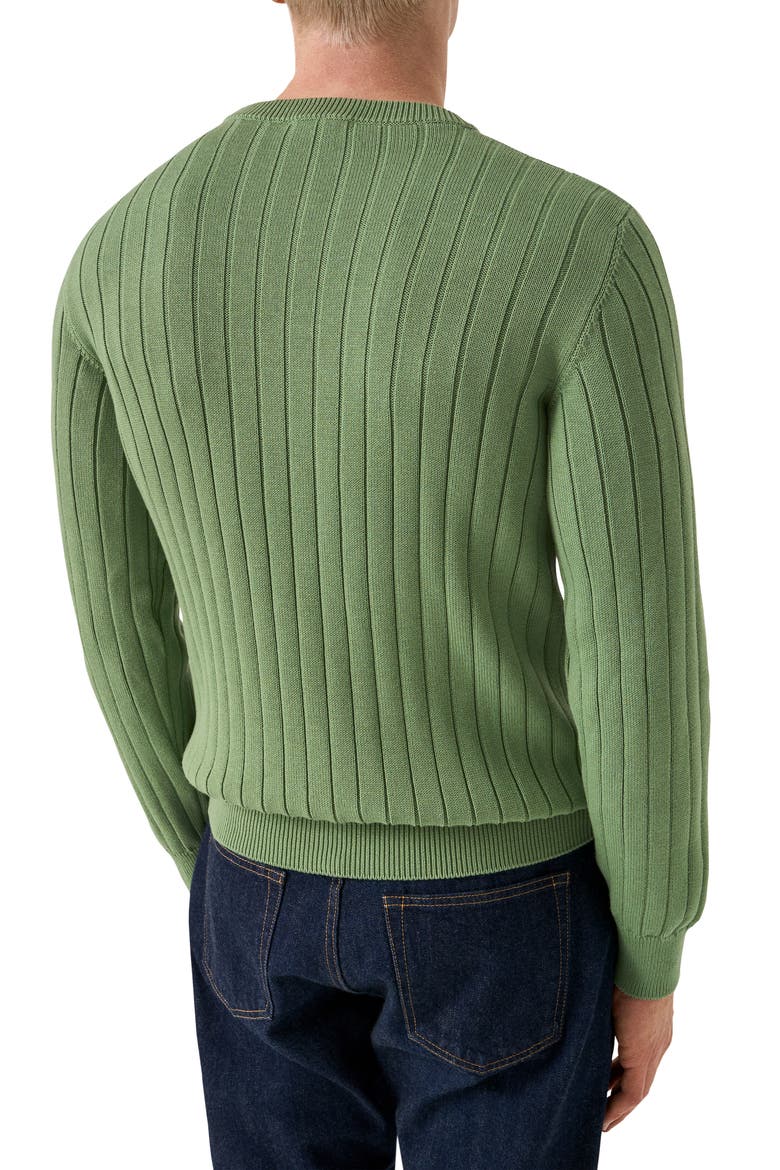 Rib Knit Cotton Crewneck Sweater, Alternate, color, LIGHT GREEN