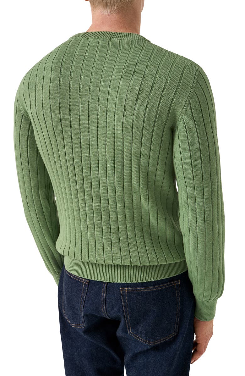 Eton Rib Knit Cotton Crewneck Sweater, Alternate, color, Light Green