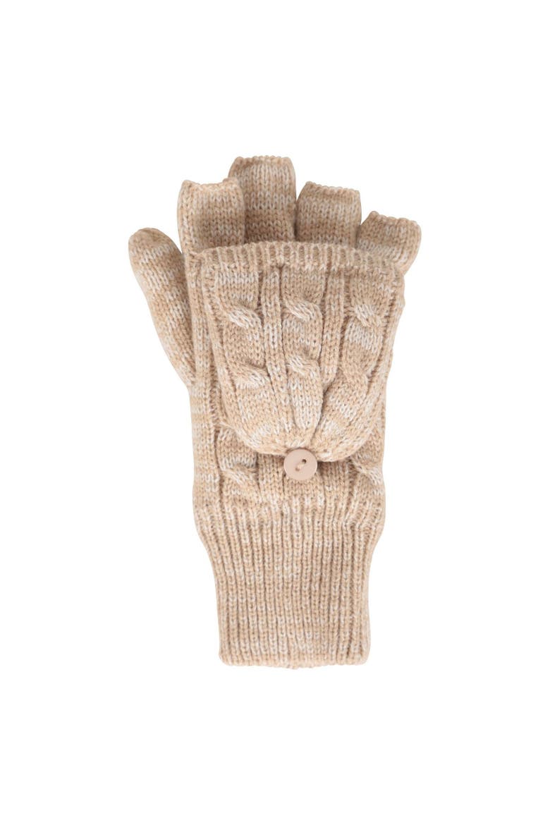 Faux Fur Lined Fingerless Gloves, Main, color, Beige
