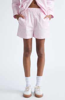 Sporty & Rich Eden Script Stripe Cotton Poplin Shorts