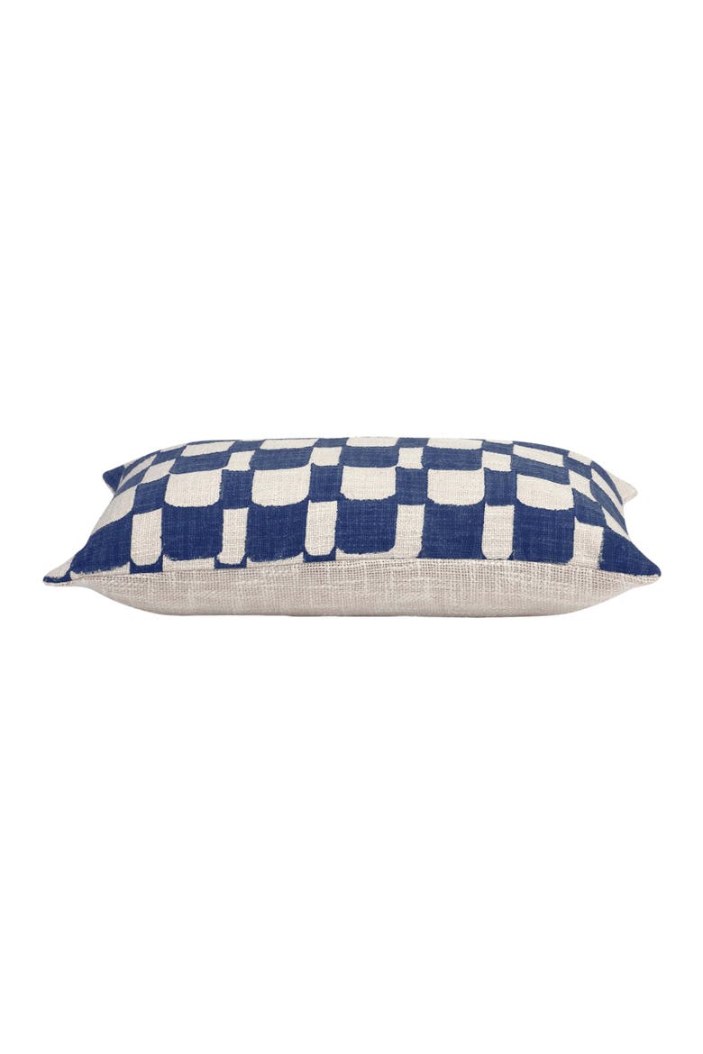 Checkered Block Printed Lumbar Pillow - Cover + Insert, Alternate, color, Indigo