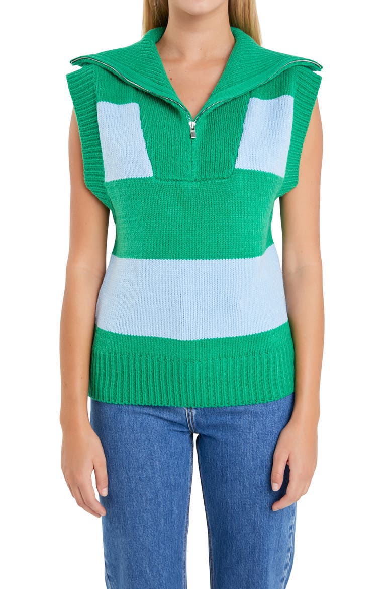 Stripe Sweater Vest, Alternate, color, BLUE/ GREEN