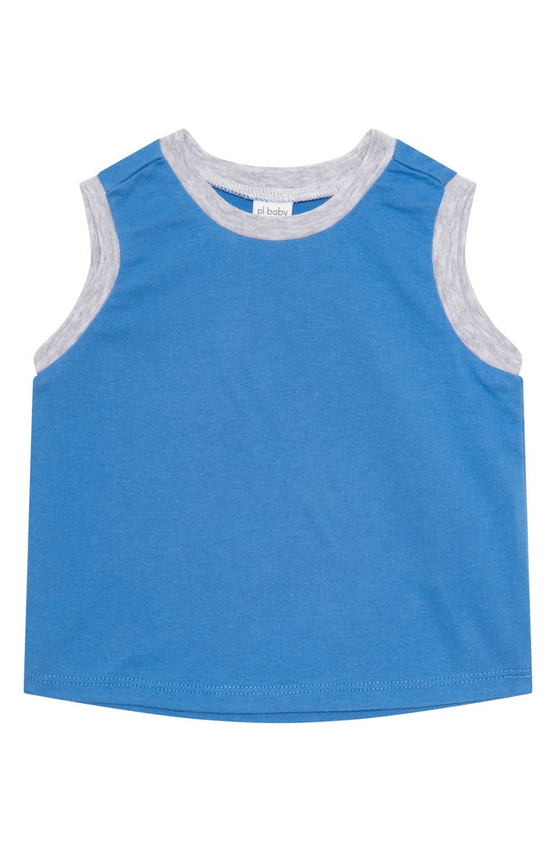 PL Baby by Petit Lem 4-Piece Sport Outfit Set, Alternate, color, Light Blue Tropical