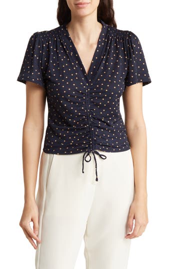 ADRIANNA PAPELL ADRIANNA PAPELL RUCHED TIE FRONT TOP 