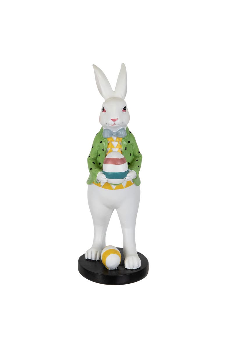 Northlight Rabbit Holding Easter Egg Outdoor Garden Statue - 11.5" - White, Alternate, color, Multi