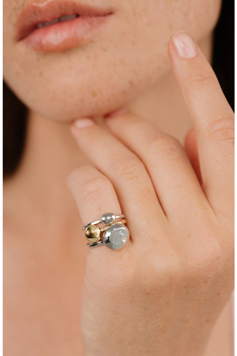 Set of 3 Polished Pebble Stackable Rings, Alternate, color, MIXED METAL