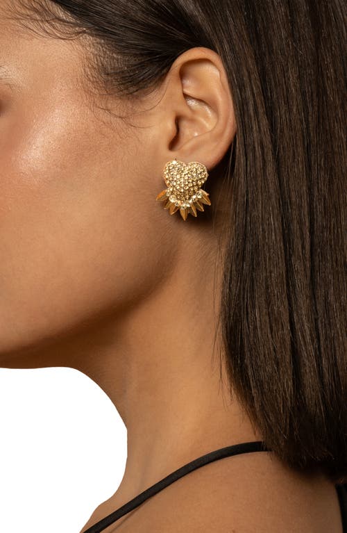 Deepa Gurnani Danira Crystal Heart Earrings In Gold