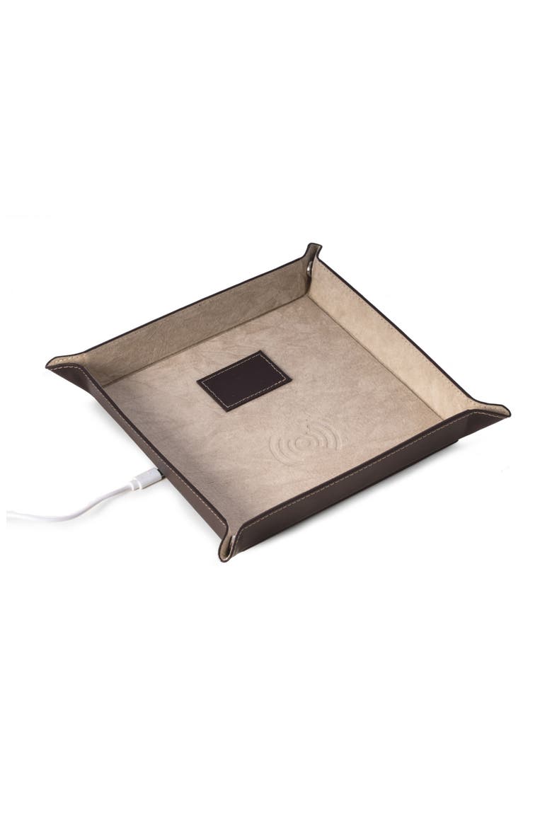Leather Valet Catchall Charging Station, Main, color, BROWN