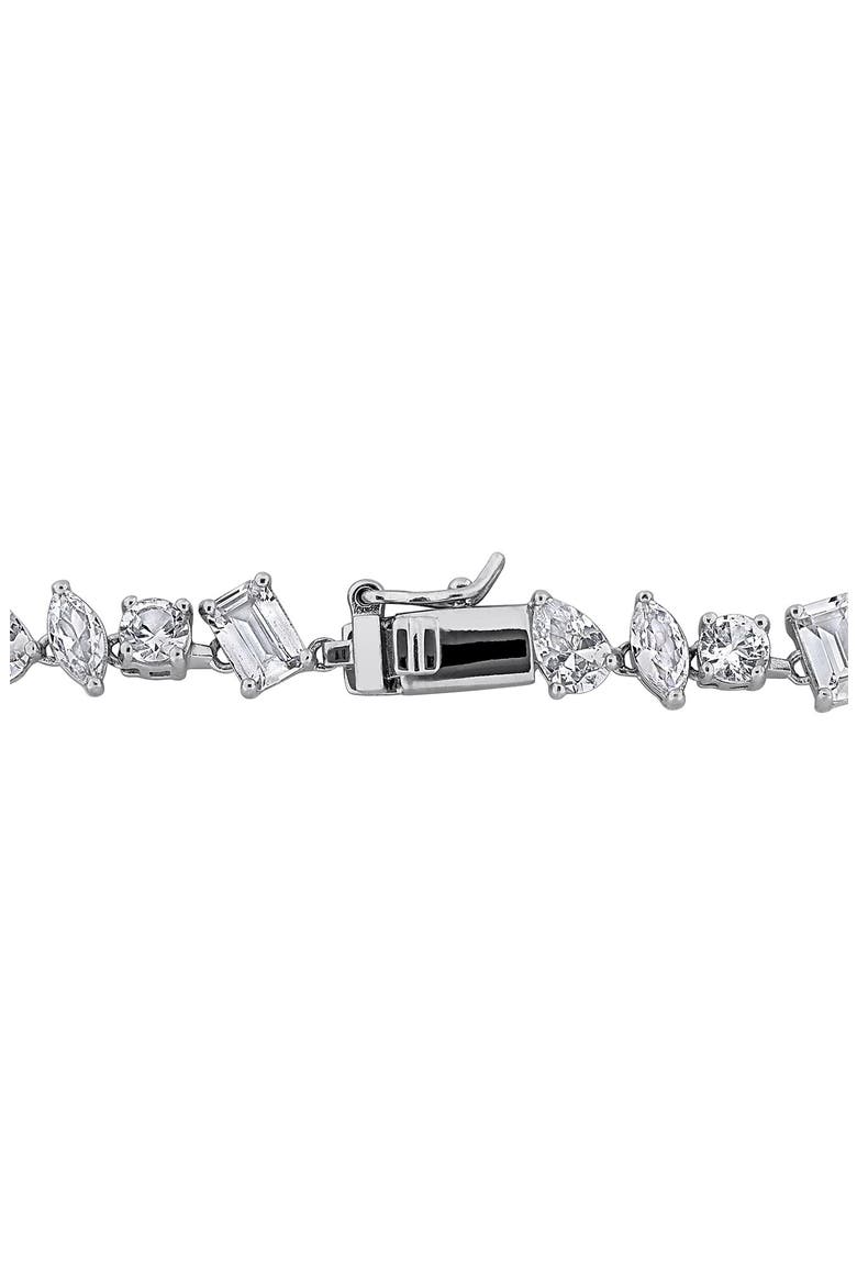 Mixed Shape Lab Created White Sapphire Bracelet, Alternate, color, SILVER