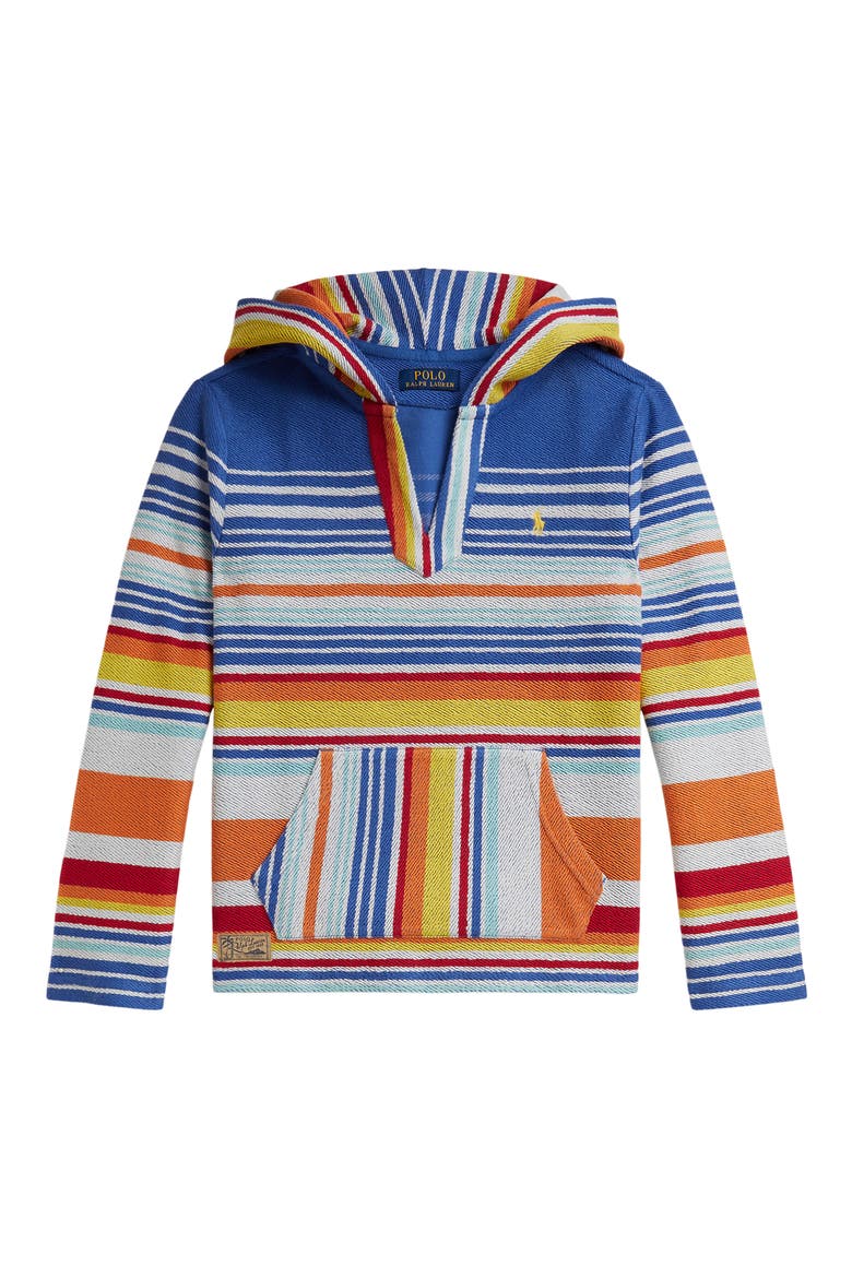 Kids' Stripe Cotton French Terry Hoodie, Main, color, BAI BLUE MULTI