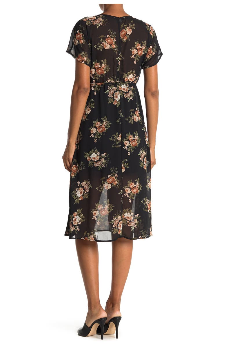 FAVLUX V-Neck Floral Midi Dress, Alternate, color,