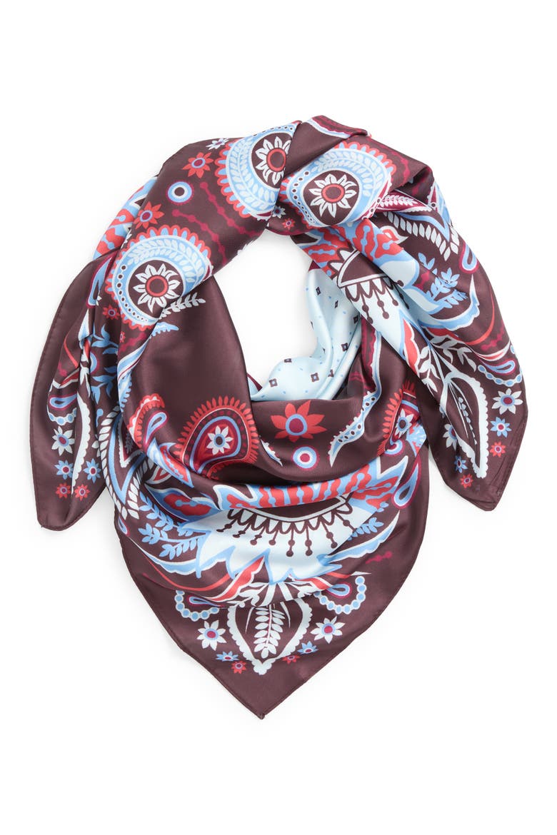 Oversize Square Satin Scarf, Alternate, color, BURGUNDY CIRCLE