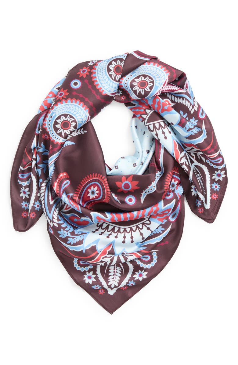 Treasure & Bond Oversize Square Satin Scarf, Alternate, color, Burgundy Circle