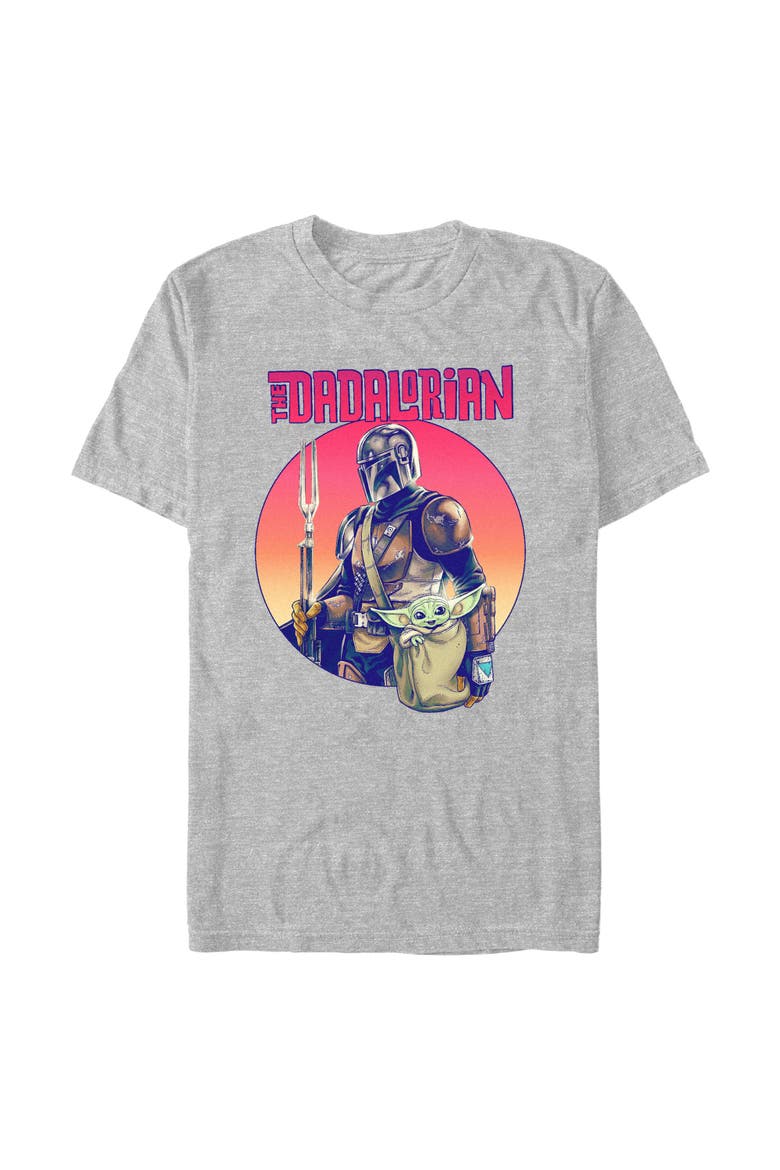 Men's Star Wars The Mandalorian The Dadalorian and Grogu Portrait  Graphic T-Shirt, Main, color, Sport Grey