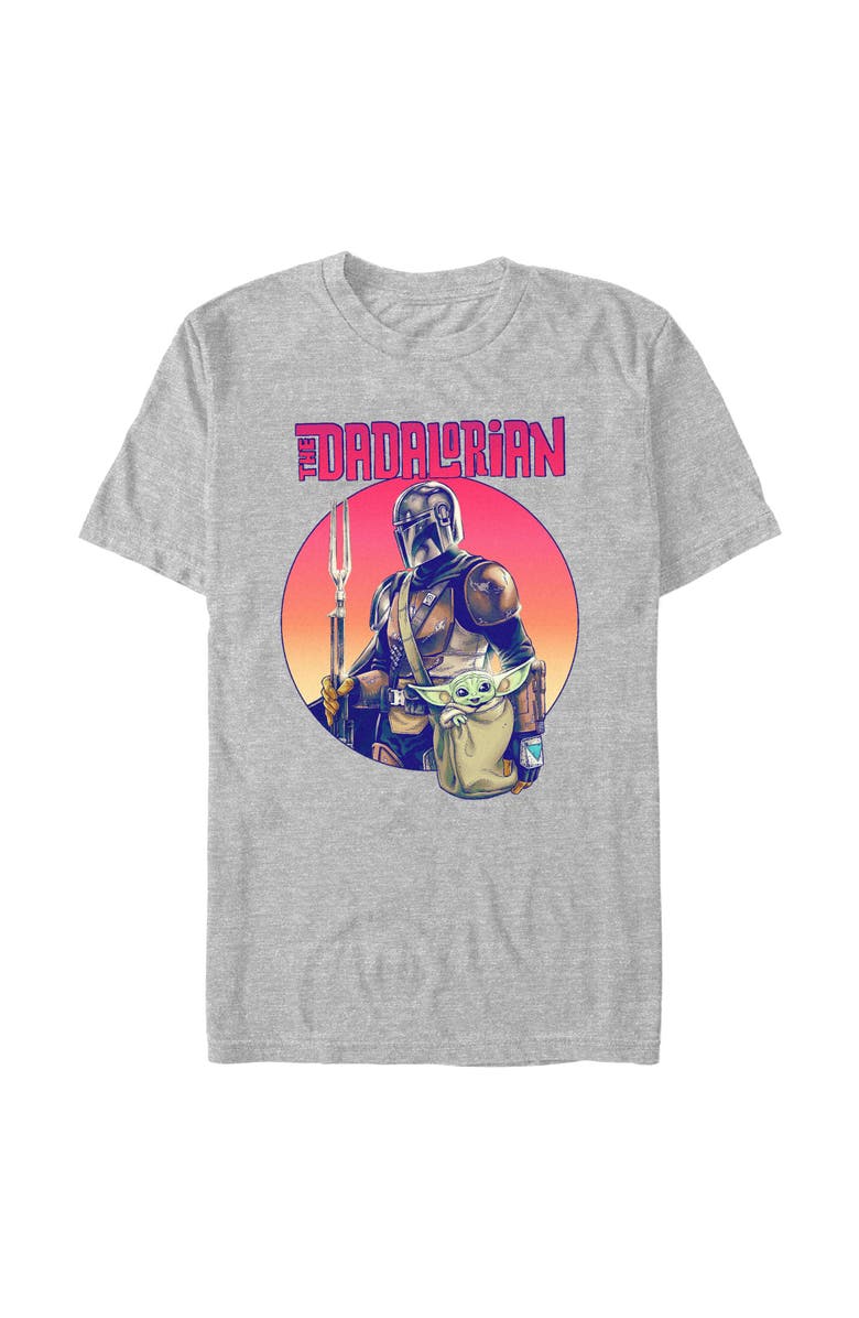 Star Wars: The Mandalorian Men's Star Wars The Mandalorian The Dadalorian and Grogu Portrait  Graphic T-Shirt, Main, color, Sport Grey