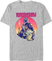 Star Wars: The Mandalorian Men's Star Wars The Mandalorian The Dadalorian and Grogu Portrait Graphic T-Shirt
