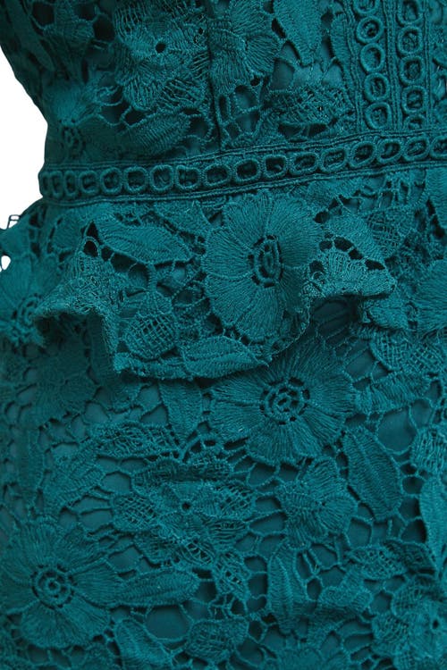 Oasis Lace Trim Detail Frill Sleeve Mini Dress In Blue