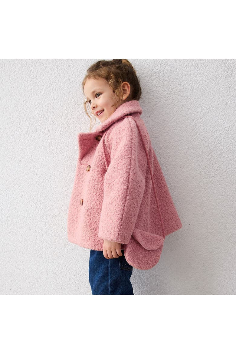 Double-Breasted Wool Coat with Crossbody Pocket, Alternate, color, Pink