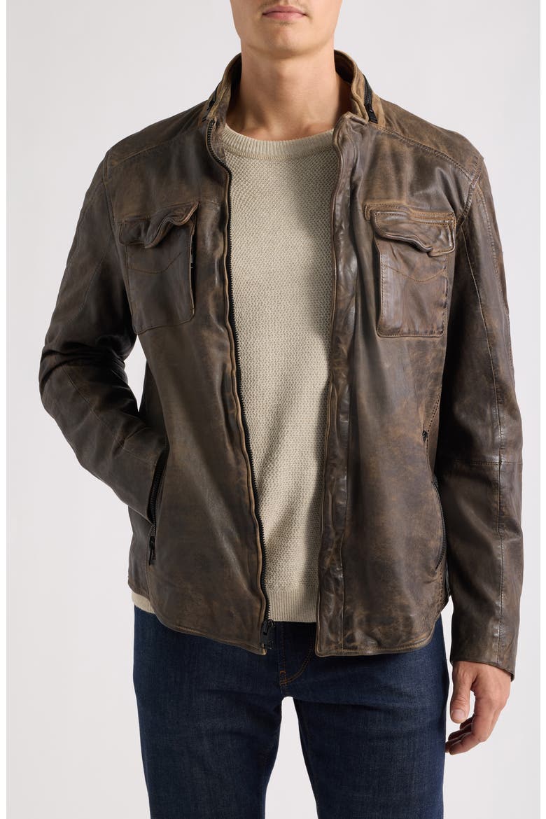 Cove Leather Jacket, Main, color, ELEPHANT