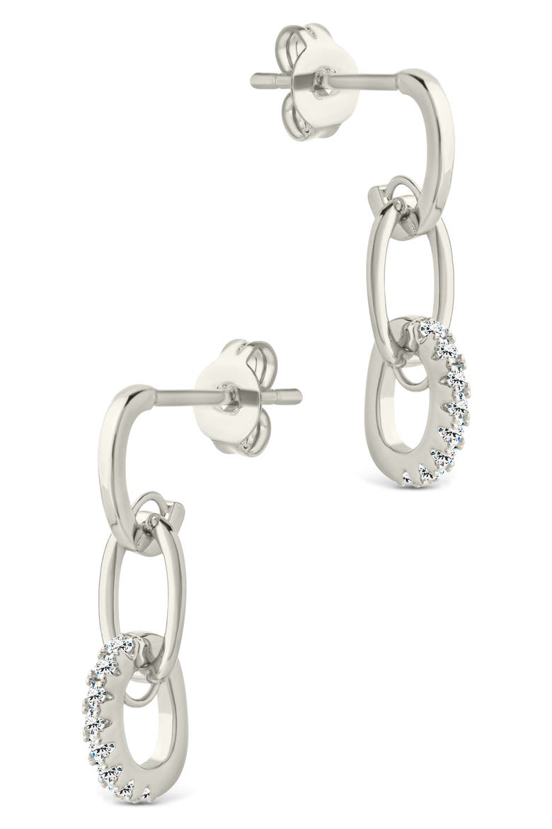 Briony Cubic Zirconia Interlocking Circle Drop Earrings, Alternate, color, SILVER