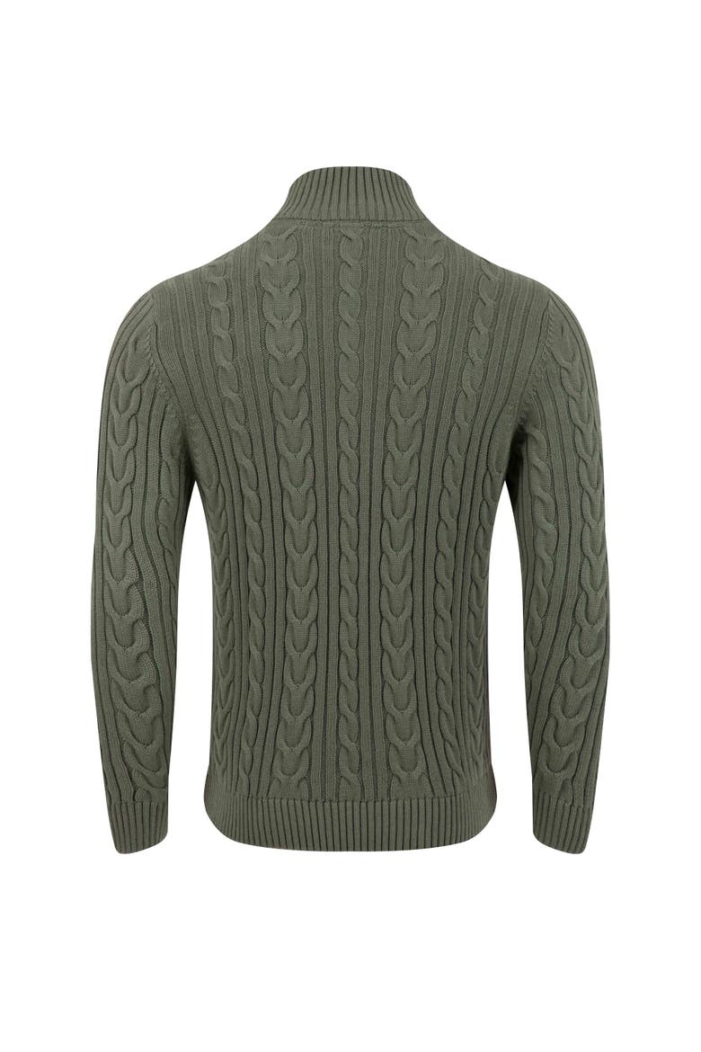Heath 1/4 Zip Cable Knit Jumper, Alternate, color, Woodland Sage
