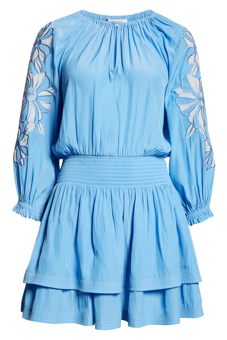 Devorah Floral Embroidery Detail Minidress, Alternate, color, RIBBON BLUE