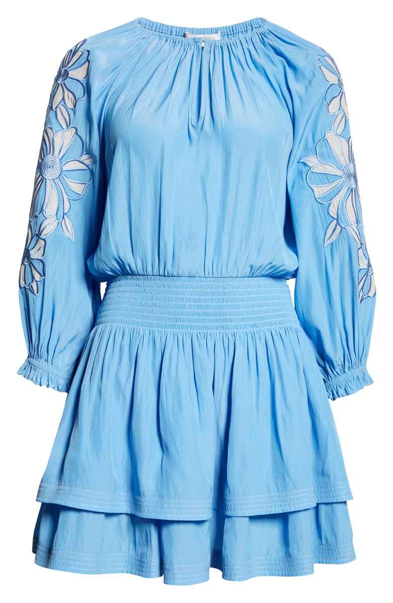 Ramy Brook Devorah Floral Embroidery Detail Minidress, Alternate, color, Ribbon Blue