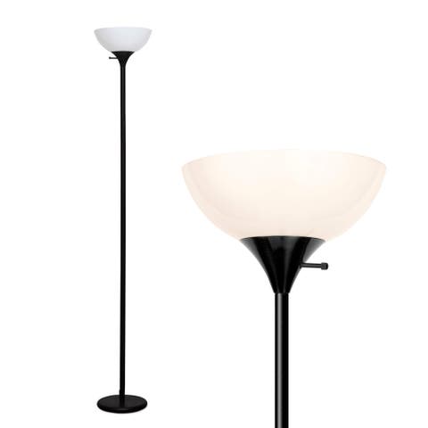 Sky Dome 72 in. Classic Black Industrial 1-Light 3-Way Dimming LED Floor Lamp