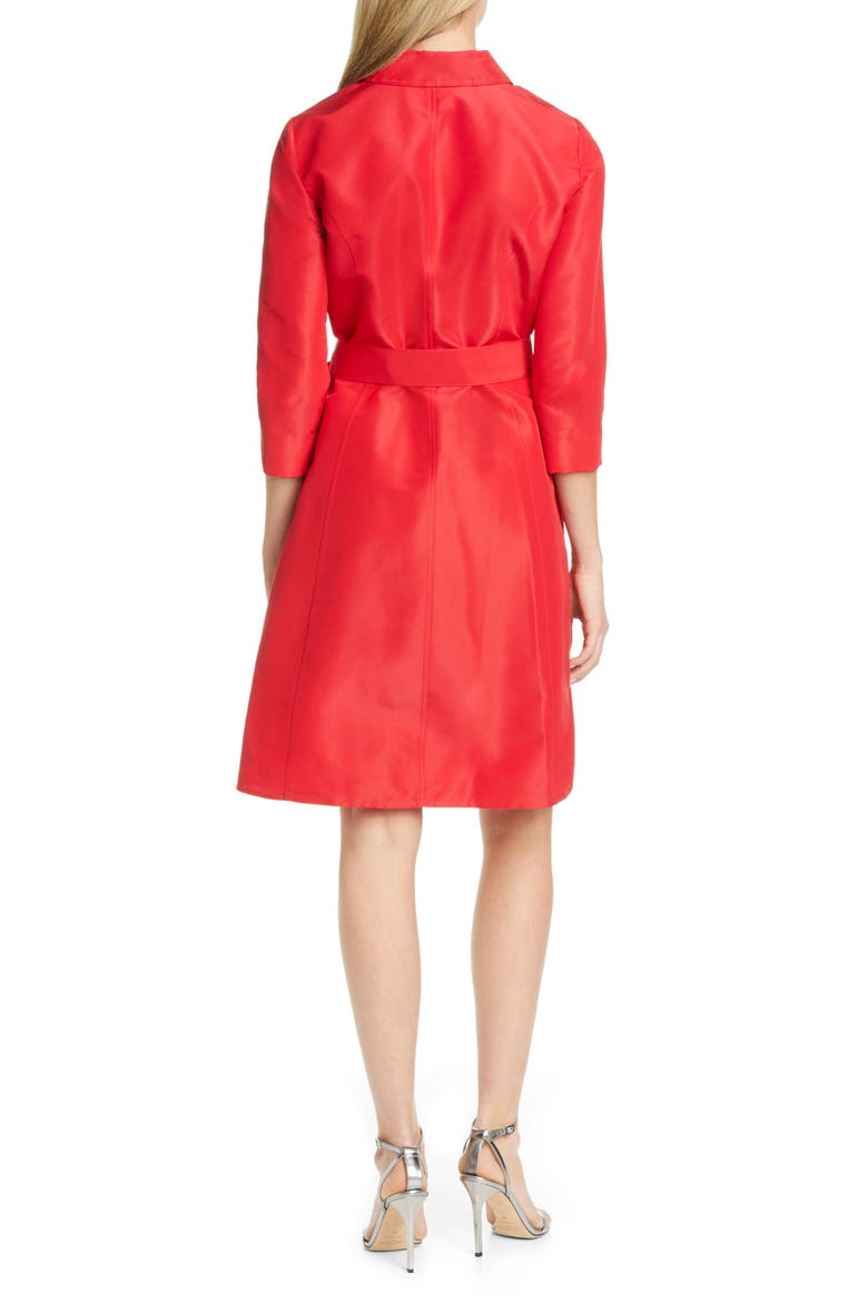 Belted Silk Shirtdress, Alternate, color, ICON RED