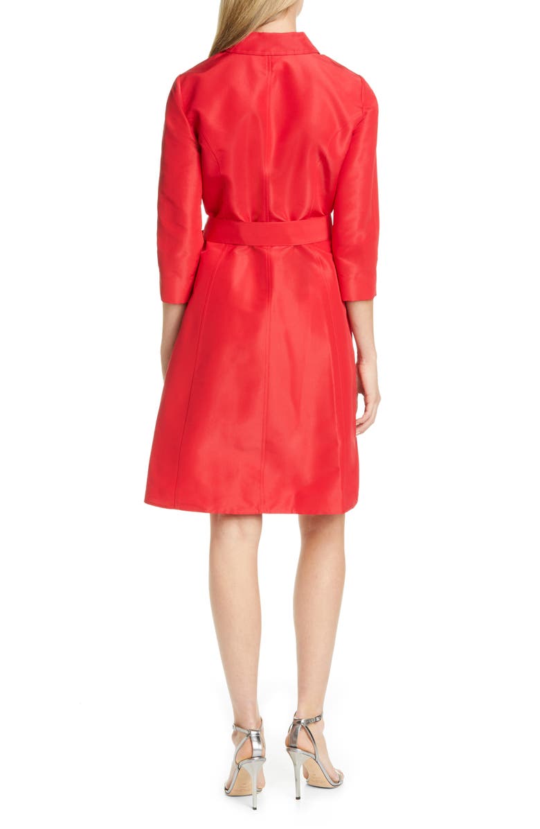 Carolina Herrera Belted Silk Shirtdress, Alternate, color, Icon Red